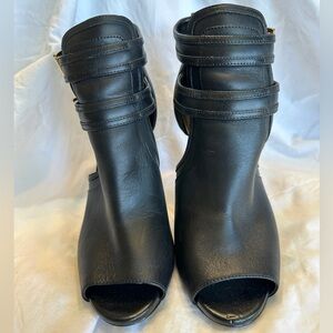 Michael Kors Black Leather Women's Peep-Toe Heels